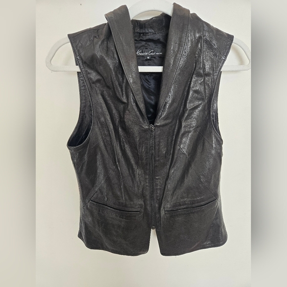 Kenneth Cole Black Leather 3 in 1 zip Leather jacket, vest and bomber | Medium - Picture 9 of 12